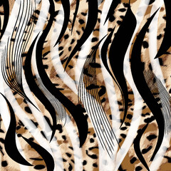 Watercolor brush effect zebra texture, abstract animal print.
