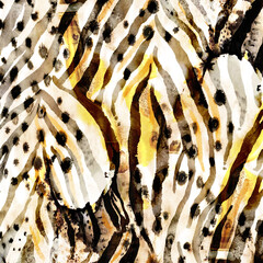 Watercolor brush effect zebra texture, abstract animal print.