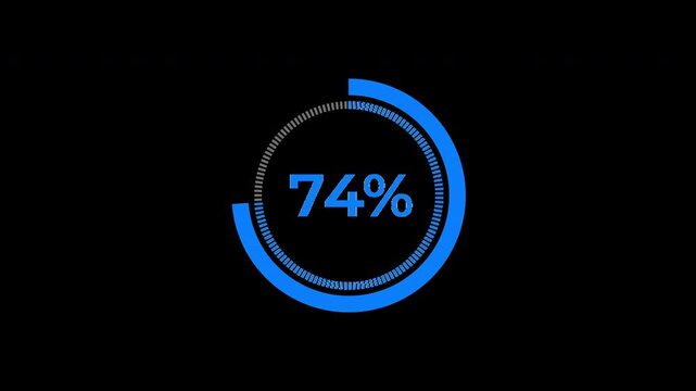 74 Percent Blue Pie Chart Infographic Animation Alpha Channel (Transparent Background) Data Visualization, Statistics, Business Video