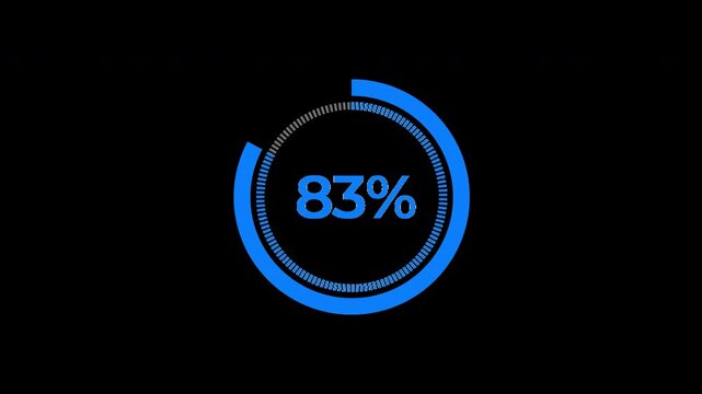 83 Percent Blue Pie Chart Infographic Animation Alpha Channel (Transparent Background) Data Visualization, Statistics, Business Video