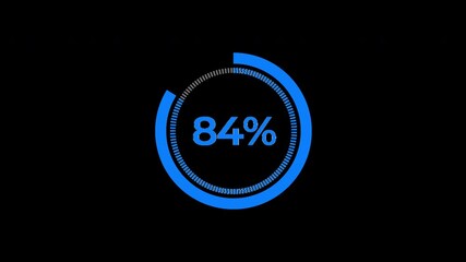 84 Percent Blue Pie Chart Infographic Animation Alpha Channel (Transparent Background) Data Visualization, Statistics, Business Video