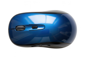 A sleek blue ergonomic computer mouse isolated on transparent background, designed for comfort and efficient navigation