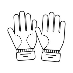 Vector art of outline illustration of two gloves with dashed lines