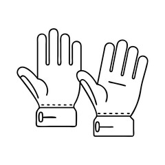 Vector art of pair of black and white outline illustration of gloves