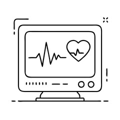 Vector art of medical monitor displaying heart pulse and cardiogram
