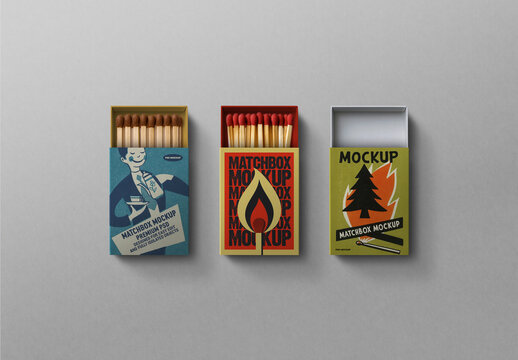 Matchbox Mockup &ndash; Flat-Lay (3 Objects)