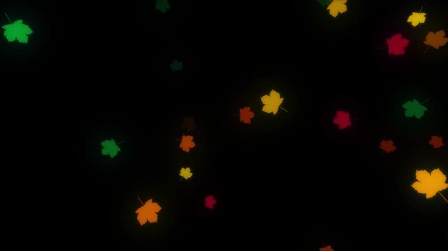 Falling Sycamore Leaves Animation &ndash; Autumn Fall Colors Red Yellow Green on Dark Background Seamless Loop