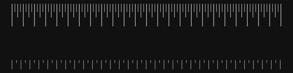 Ruler scale with markings and numbers in Inch centimeters and millimeters units, measuring metric scale. Graduated ruler vector illustration on a white background. Various measurement scales