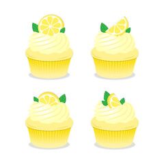 Lemon Cupcake Vector Illustration
