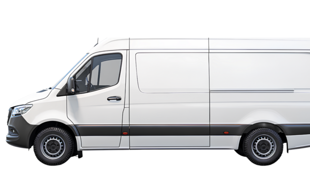 transparent background white van, side view