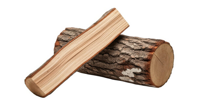 Pile of firewood isolated on white background, natural tree logs for winter - Powered by Adobe