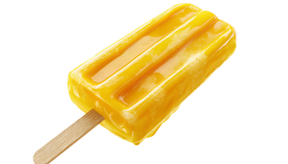 yellow ice cream popsicle, transparen