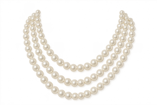 Pearl necklace hanging over transparent background
