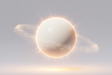 Glowing sphere radiates intense light, surrounded by wisps, suggesting celestial energy and warmth.