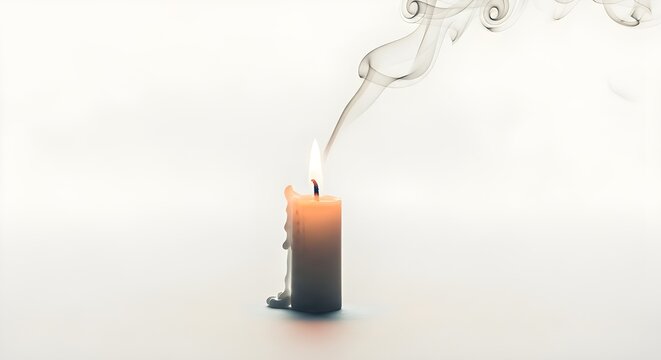 Candle with smoke trail (nostalgia feel) isolated on PNG background.
