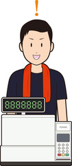 レジスターと男性飲食店スタッフ③