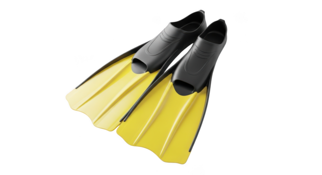 Yellow and black swim fin isolated on transparent background