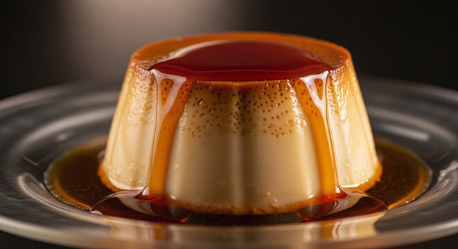 Milk pudding dessert with caramel sauce