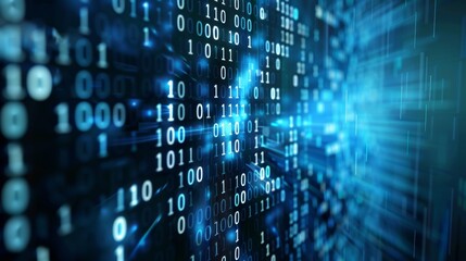 3d rendered background featuring binary code to illustrate digital information concept