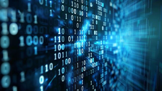 3d rendered background featuring binary code to illustrate digital information concept