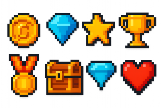 8-Bit Currency Icon Pack – Pixel Coins, Gems, and Rewards