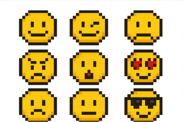 8-Bit Emoji Icon Pack – Pixel Faces and Expressions Set