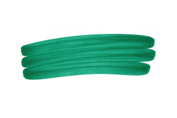 Green watercolor brush stroke creating an abstract smudged paint texture element on transparent background