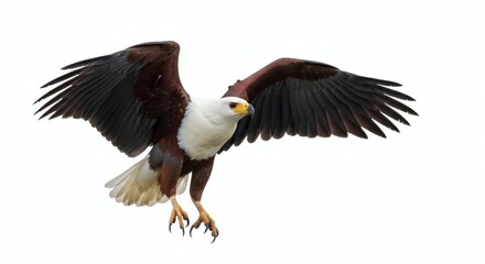 Obraz premium African Fish Eagle Flying, Isolated on White Background, isolated on white background