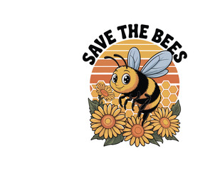 Promote nature love with this ‘Save the Bees’ t-shirt design! Perfect for eco-lovers, environmentalists, and bee protectors. Trendy, awareness-inspired graphic for nature campaigns.