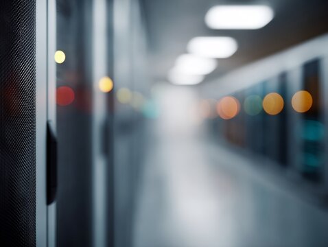 Computer server room with a blurry background