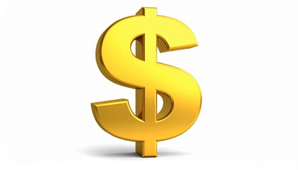 Fototapeta premium Gold Dollar Sign Isolated on White Background, Generated with AI.