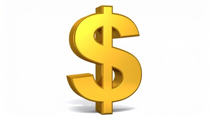 Gold Dollar Sign Isolated on White Background, Generated with AI.