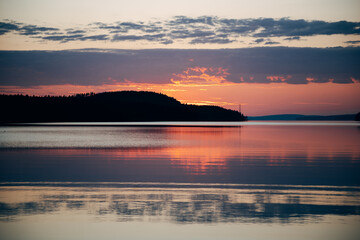 Colorful sunset over a calm lake