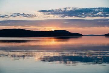 Colorful sunset over a calm lake