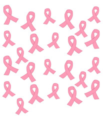 An array of pink ribbons symbolizing awareness and support for the cause. Representing unity and solidarity, the ribbons stand as a visual testament to hope and strength.