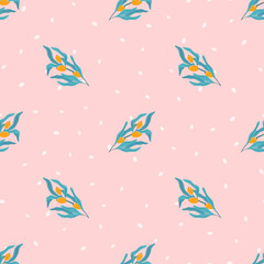Seamless sea buckthorn pattern with orange berries and branches. Perfect for textiles, fabric, wallpaper, and holiday wrapping