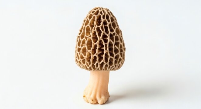 Morel Mushroom Isolated Gourmet Edible Fungus on White Background, isolated on white background