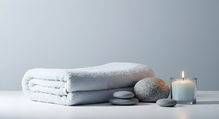 spa still life with towel and candles