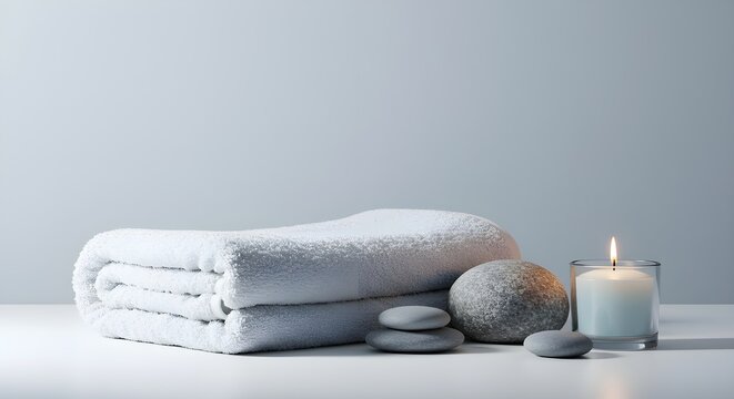 spa still life with towel and candles
