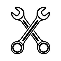 Crossed Wrenches Vector Illustration | Mechanic Tools Symbol | Auto Repair Logo Design | Industrial Maintenance Icon