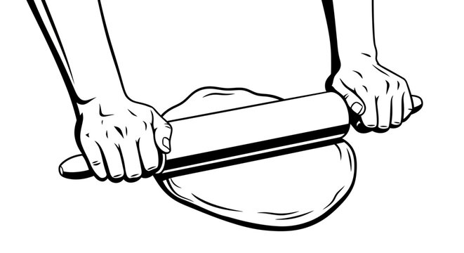 hands rolling dough with rolling pin clip art preview