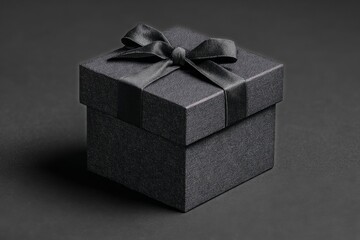Elegant Black Gift Box With Ribbon on a Dark Surface for Special Occasions