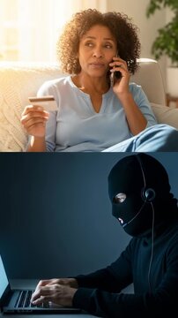 Phone Scam Social Engineering Concept &ndash; Online Fraud and Data Theft