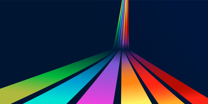  1970s retro abstract background with curved rainbow stripes. Vintage vector design for modern posters, retrofuturism wallpaper, colorful decorative templates and trendy linear art
