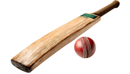 cricket bat and ball on a transparent background