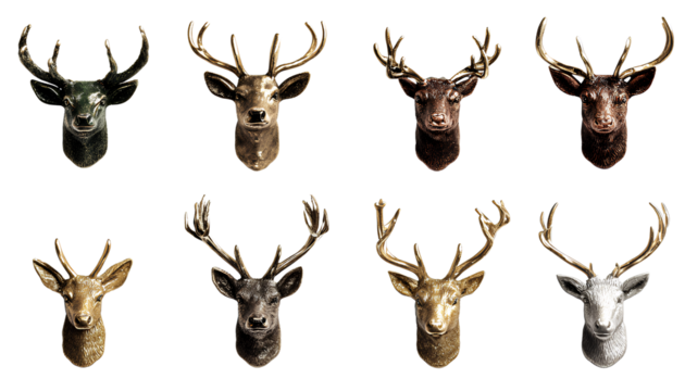 m rectangle knobs, deer and stag, transparent background, png format, hyper-realistic