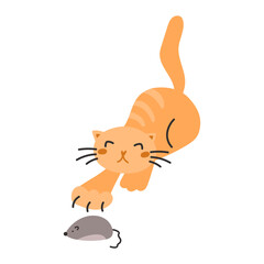 Vector illustration of a cute chasing a mouse
