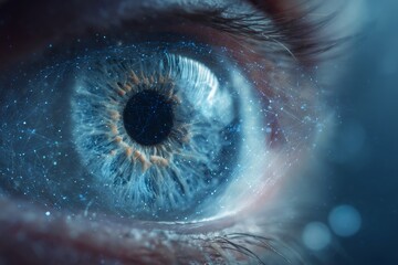 Close-Up of Human Eye with Digital Overlay