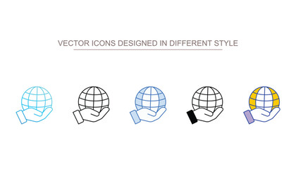 Hands holding globe icon design with white background stock illustration