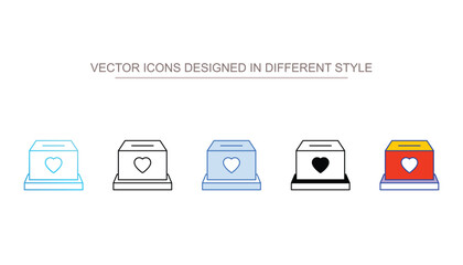 Donation box icon design with white background stock illustration
